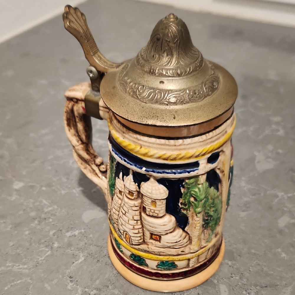 Vintage Ceramic Beer Stein with Lid